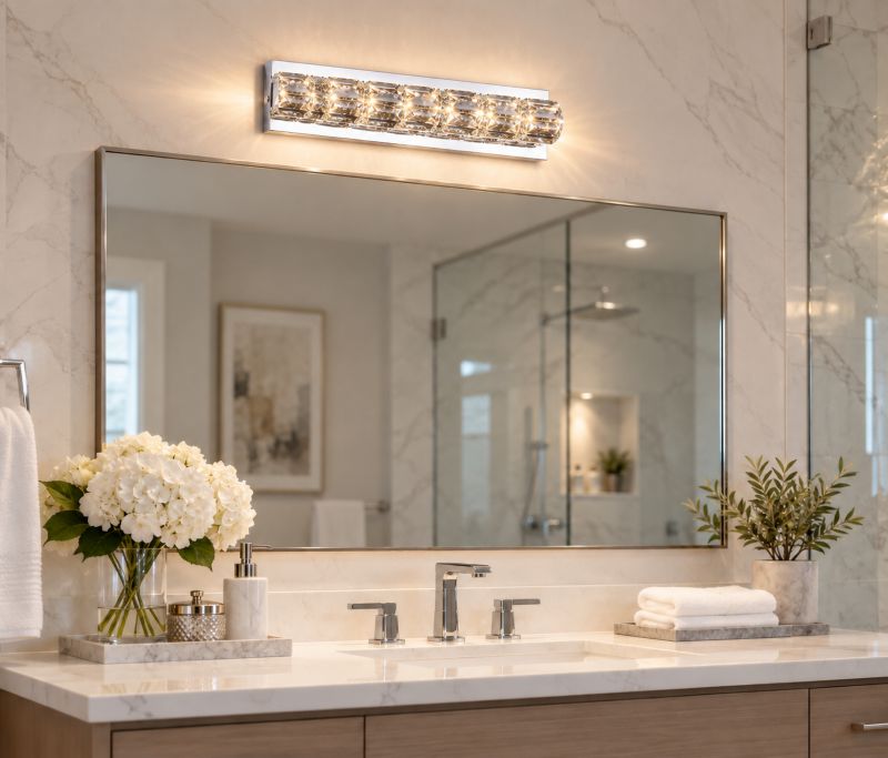 Frame LED Wall Sconce with Clear Crystals by Bethel - view 7