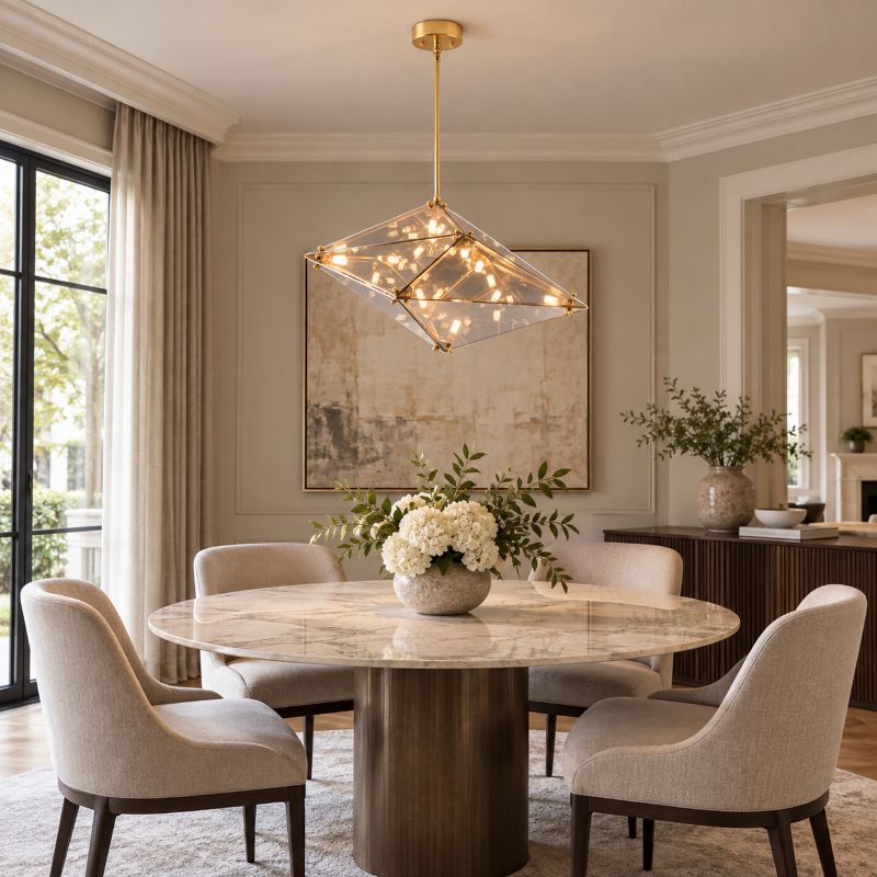 Framed Prism Chandelier with Glass Shade by Bethel - view 38