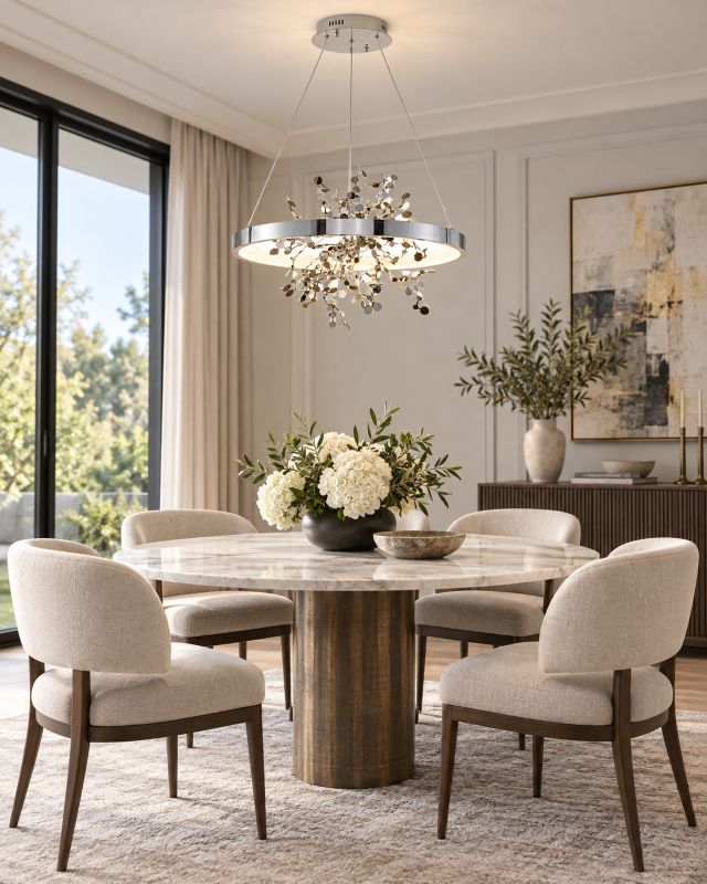 Frame Chandelier with Stainless Steel Confetti Interior &amp; a Transparent