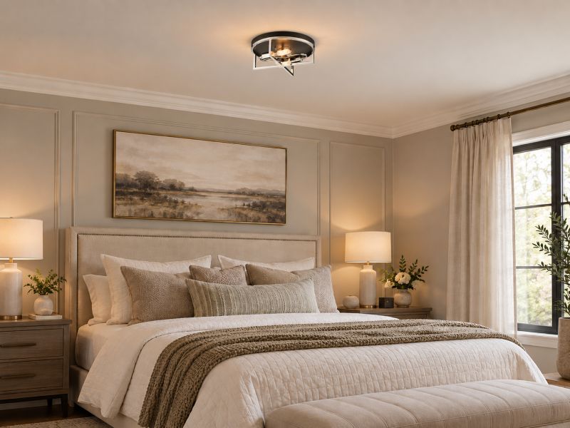 Round and Cage Flush Mount Light by Bethel - view 7