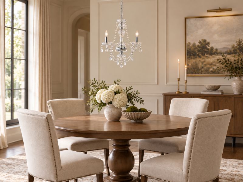 Clear Crystal Chandelier with Twisted Glass Arms and Chrome Hardware by Bethel - view 11
