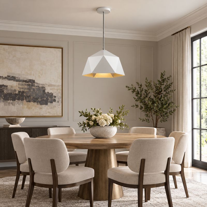 Metal Shade Single Pendant Light with Interior by Bethel - view 27
