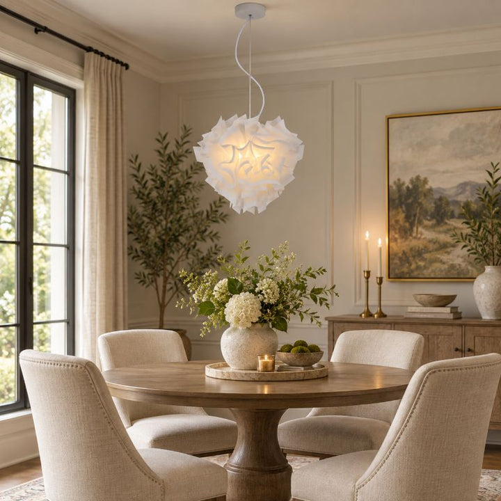 White Acrylic Flower Chandelier with White Hardware by Bethel - view 6