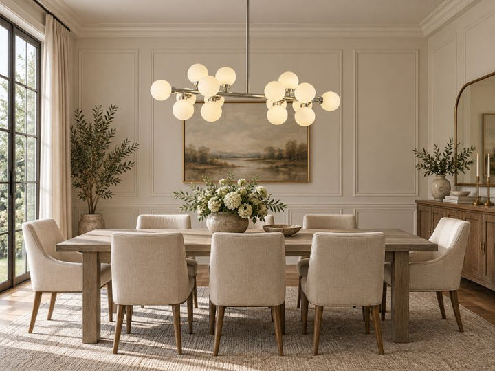 Metal Frame Chandelier with Milk Glass Shades by Bethel - view 13
