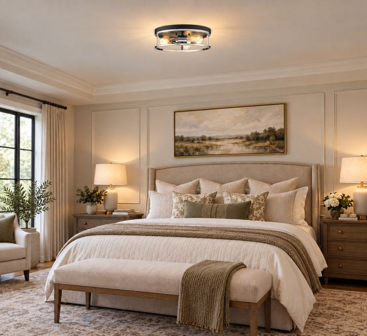 Round Iron Framed Flush Mount Light by Bethel - view 38