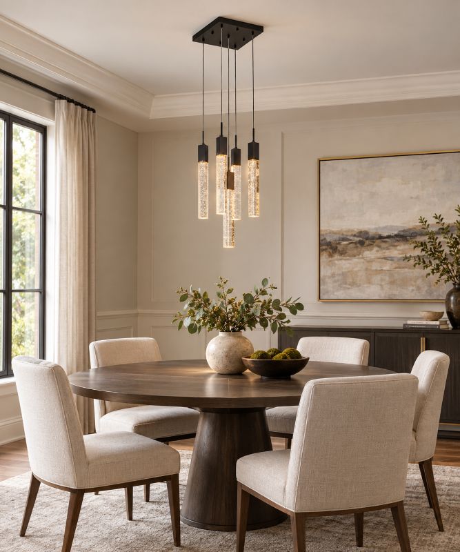 Flushed Frame Chandelier with Hanging Clear Bubble Block Crystals by Bethel - view 22