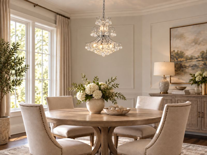 Frame Chandelier with Clear Hanging Crystals by Bethel - view 7