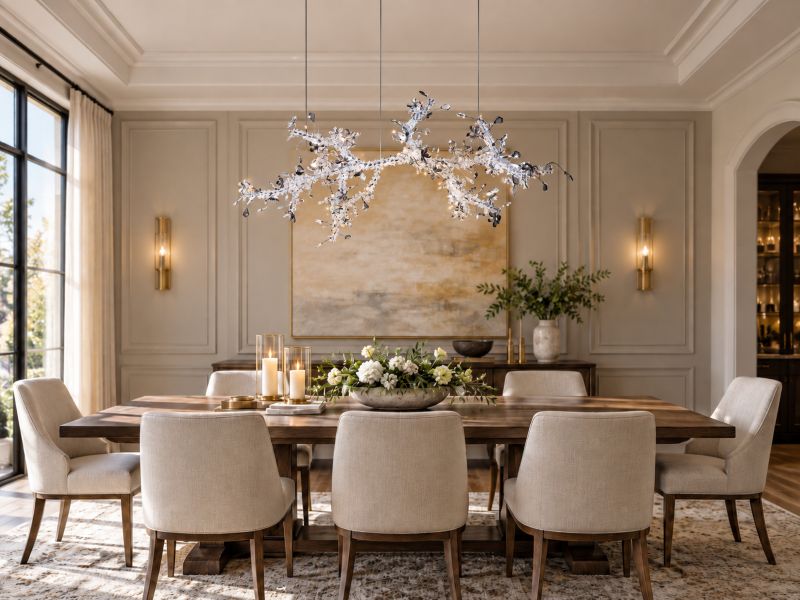 Clear &amp; Champagne Crystal Branch Chandelier with Hardware