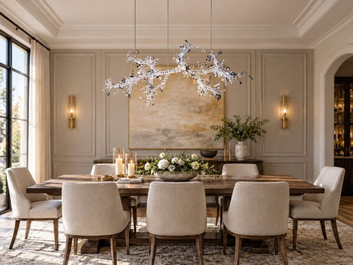 Clear &amp; Champagne Crystal Branch Chandelier with Hardware
