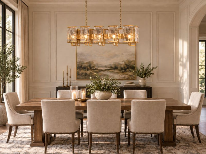 Brass Rectangular Frame Chandelier with Clear Distorted Crystal Plaques by Bethel - view 6