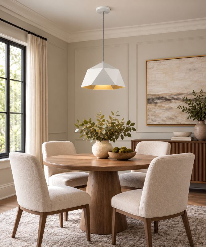 Metal Shade Single Pendant Light with Interior by Bethel - view 28