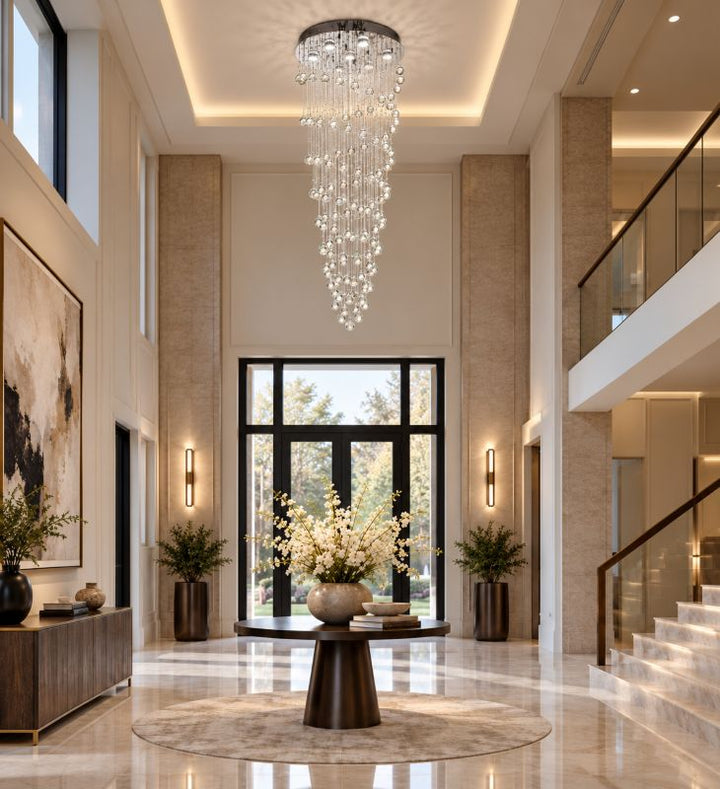 Clear Crystal Double Spiral Chandelier with Chrome Hardware by Bethel - view 7