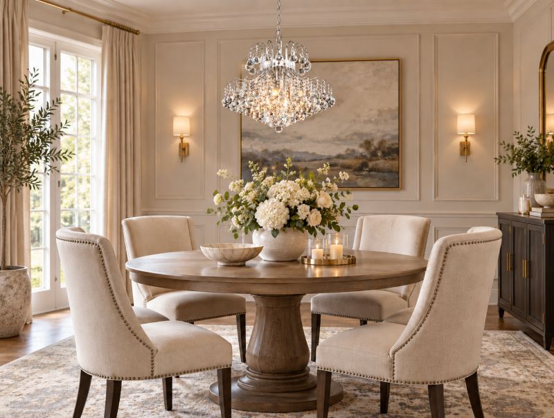 Clear Crystal Chandelier with Hanging Ball Crystals and Chrome Hardware by Bethel - view 5