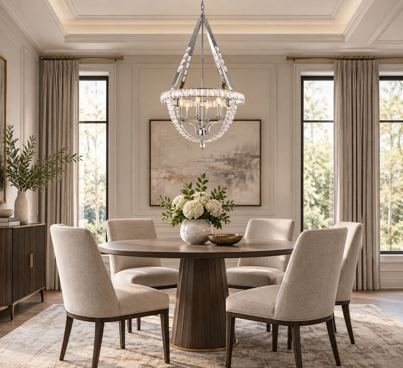 Basket Frame Chandelier with Clear Crystals Embedded Throughout by Bethel - view 12