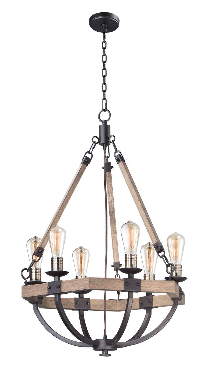 Lodge Chandelier White Organza / Bronze