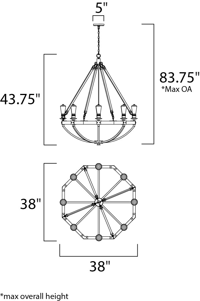 Lodge Chandelier dimensions diagram