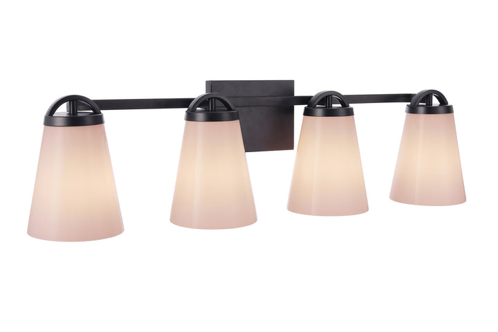 Zane Vanity Light in Flat Black / Cased White Glass by Craftmade