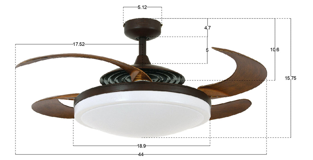 Fanaway Evo 2 48" Retractable Blade Ceiling Fan with LED Light
