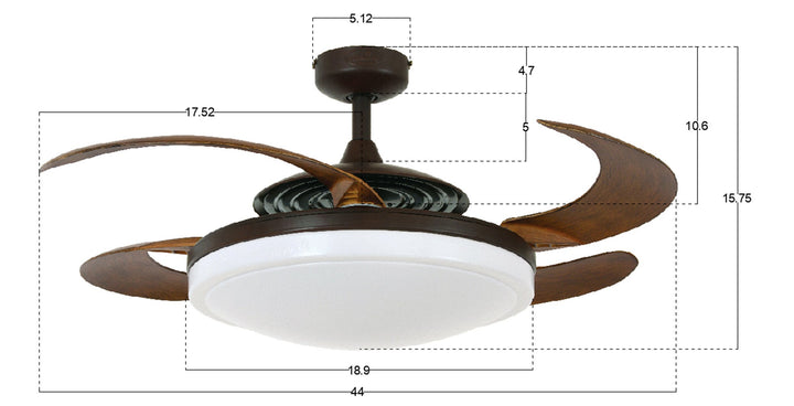 Fanaway Evo 2 48" Retractable Blade Ceiling Fan with LED Light