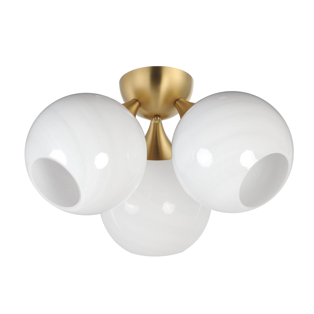 Neve 3-Light Semi Flush Natural Aged Brass