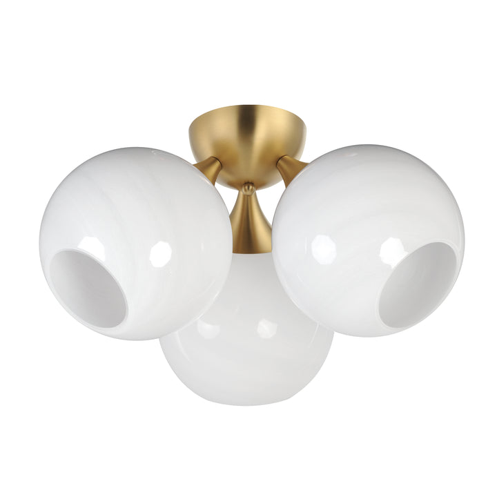 Neve 3-Light Semi Flush Natural Aged Brass