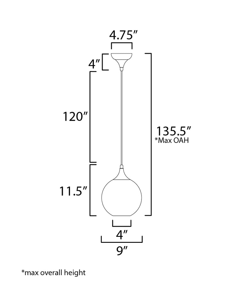 Neve Single Pendant dimensions diagram