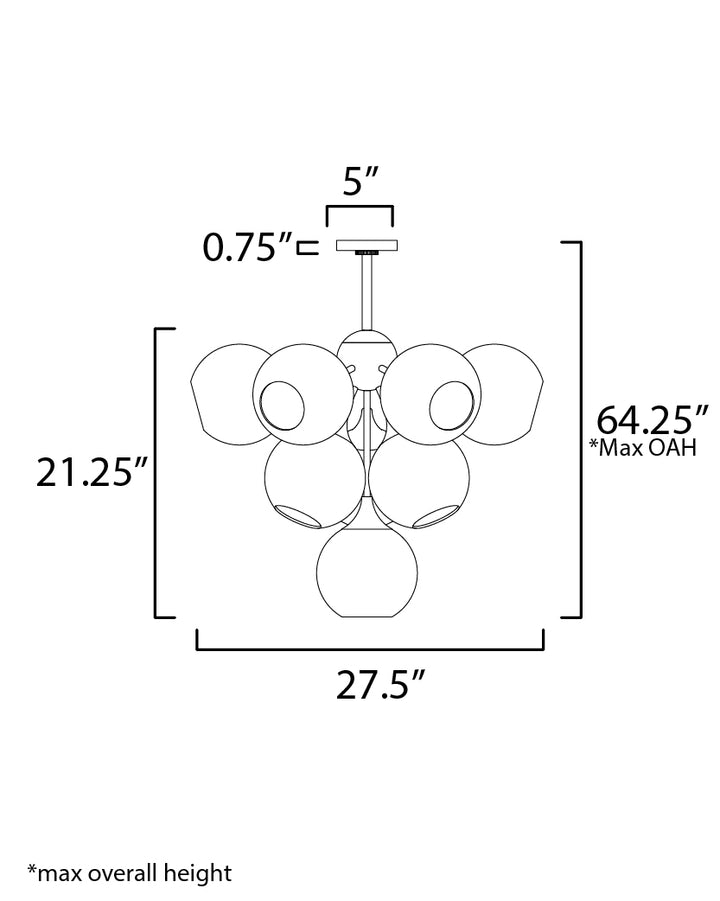 Neve 10-Light Pendant dimensions diagram