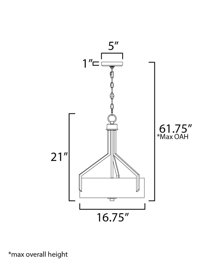 Dart 3-Light Pendant dimensions diagram