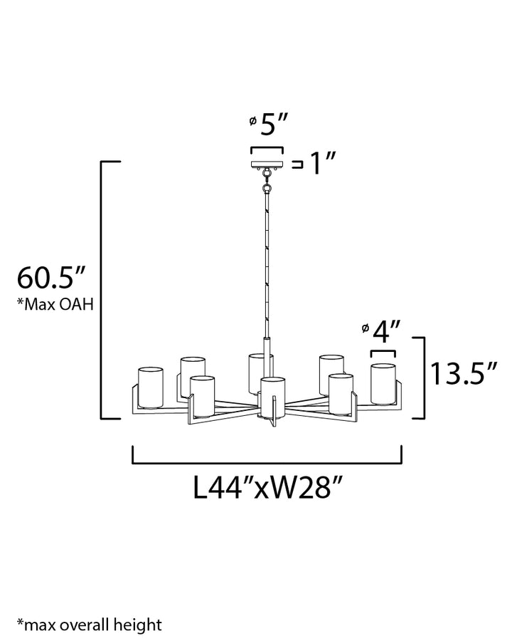 Dart Chandelier dimensions diagram