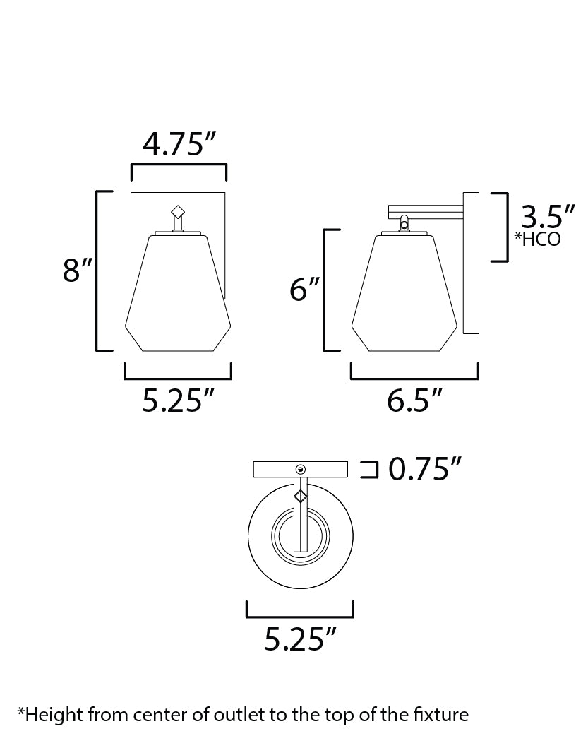 Geode 1-Light Sconce dimensions diagram
