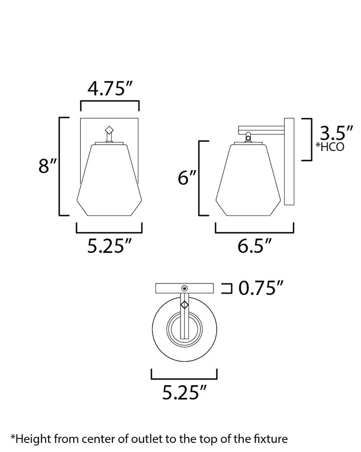 Geode 1-Light Sconce dimensions diagram
