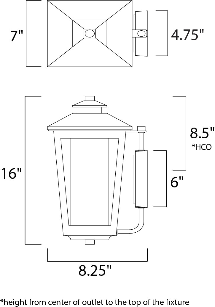 Aberdeen 1-Light Outdoor Wall dimensions diagram