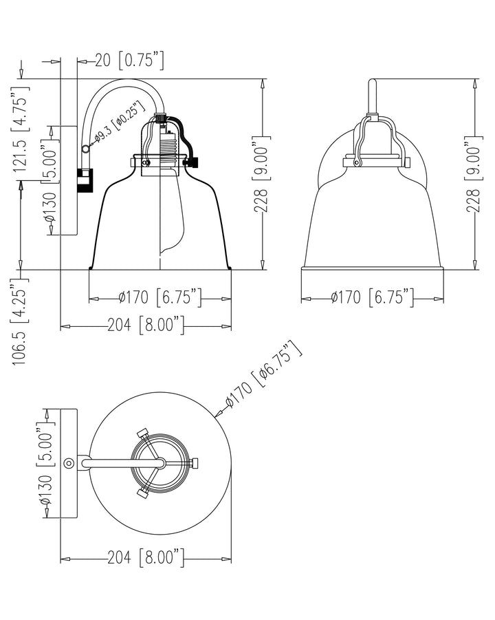 Hollis Sconce dimensions diagram