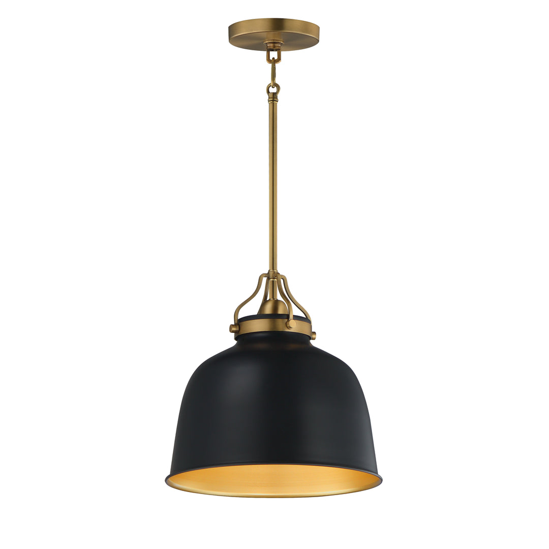 Hollis 12" Pendant Black / Natural Aged Brass