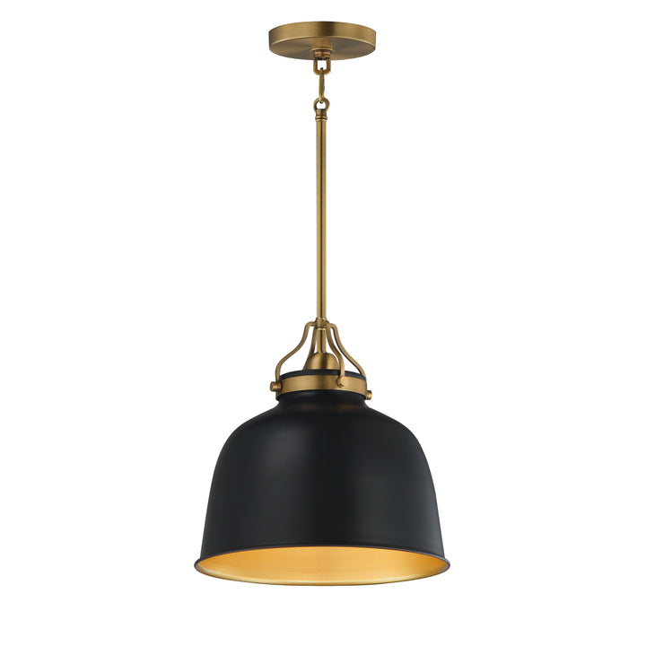 Hollis 12" Pendant Black / Natural Aged Brass