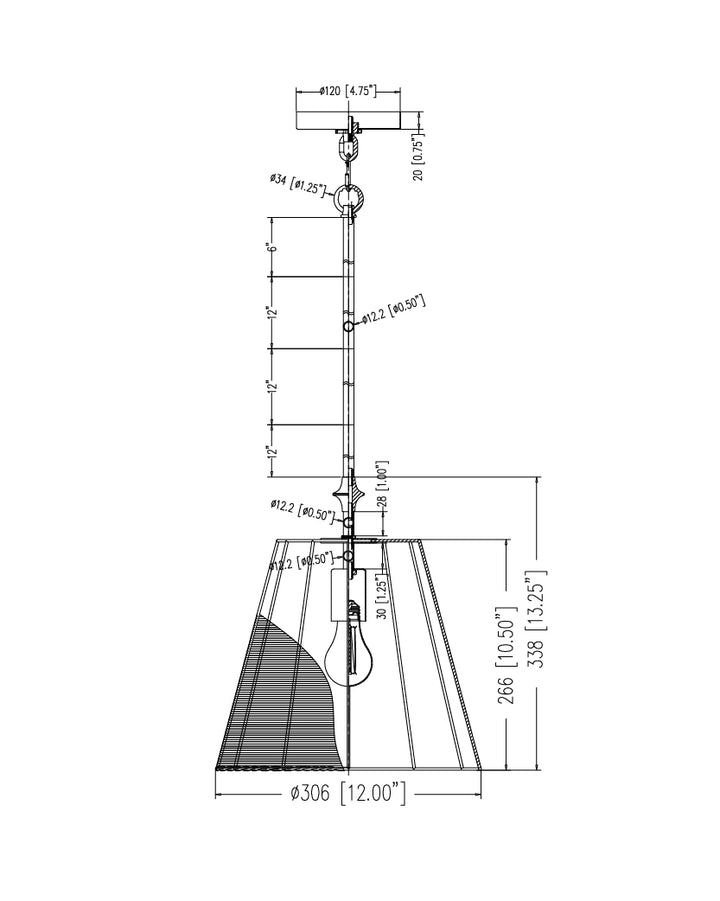 Baja Single Pendant dimensions diagram