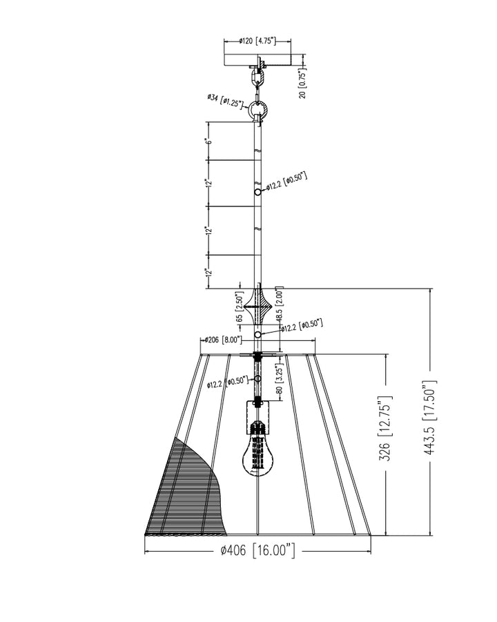 Baja Single Pendant dimensions diagram