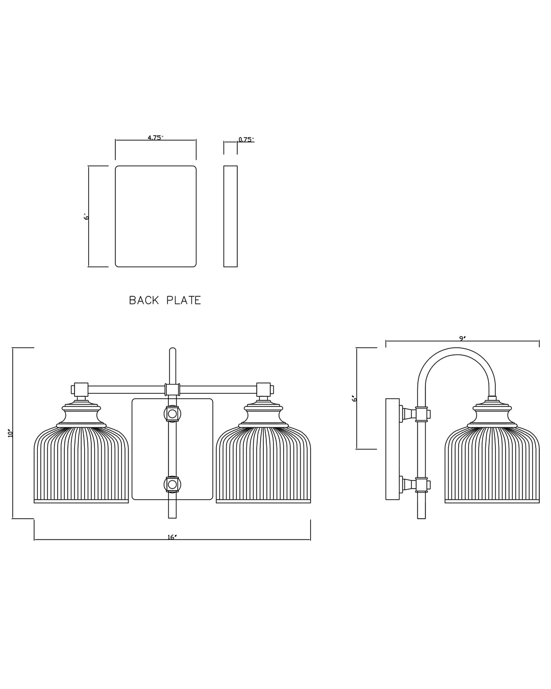 Bisque Wall Sconce dimensions diagram