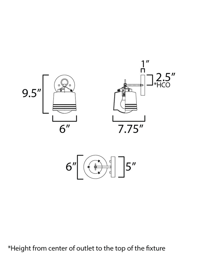 Eureka 1-Light Wall Scone dimensions diagram