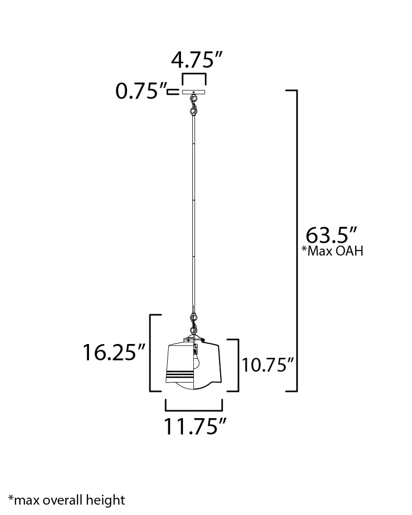Eureka 1-Light Pendant dimensions diagram