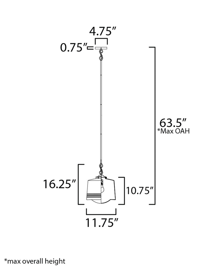 Eureka 1-Light Pendant dimensions diagram