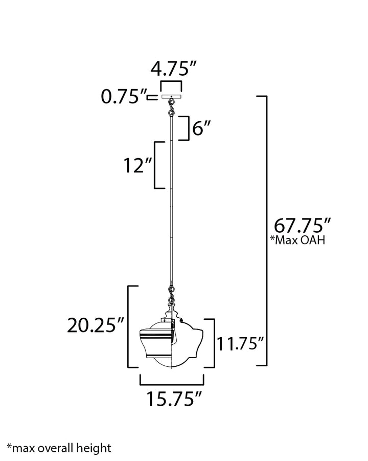 Eureka 1-Light Pendant dimensions diagram