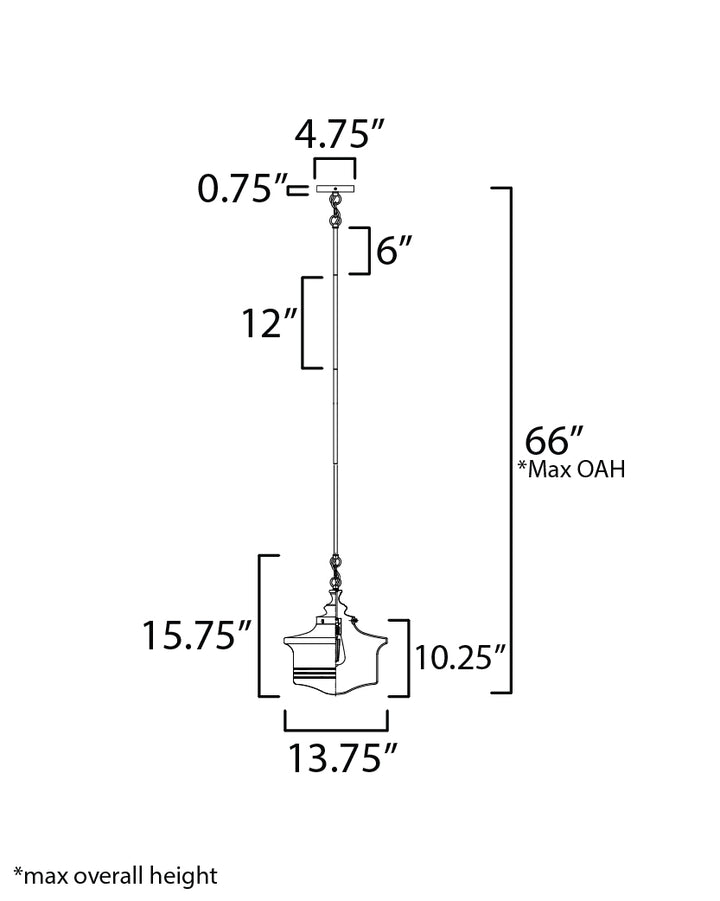 Eureka 1-Light Pendant dimensions diagram