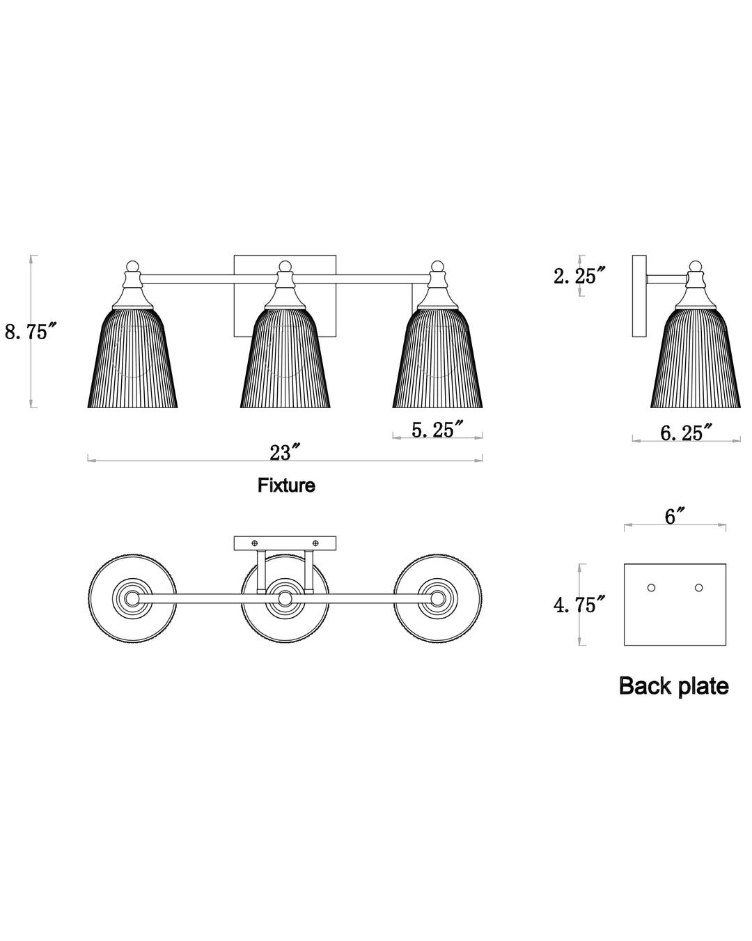 Julip Bath Vanity dimensions diagram
