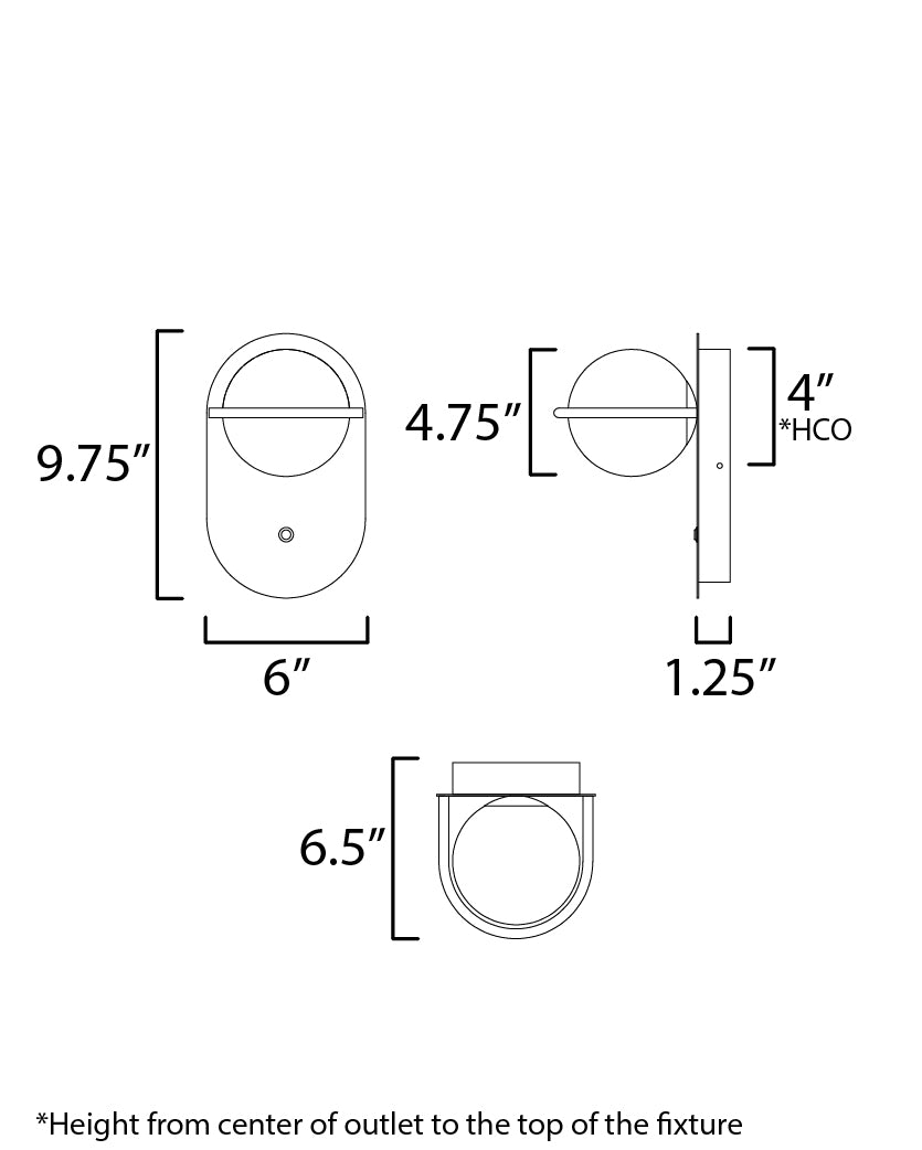 Revolve 1-Light LED Wall Sconce dimensions diagram
