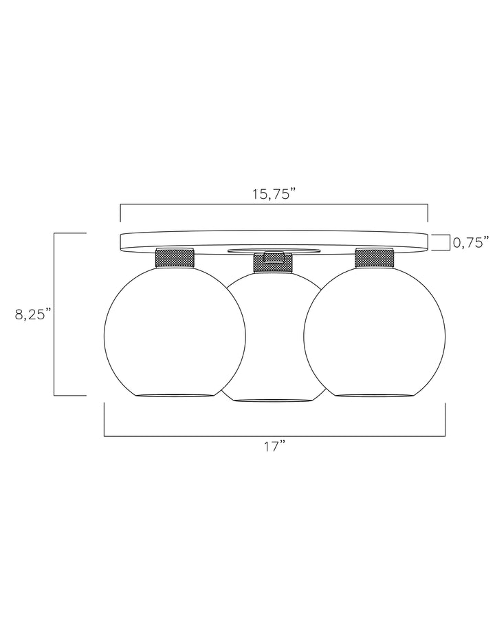 Vessel 3-Light Flush Mount dimensions diagram