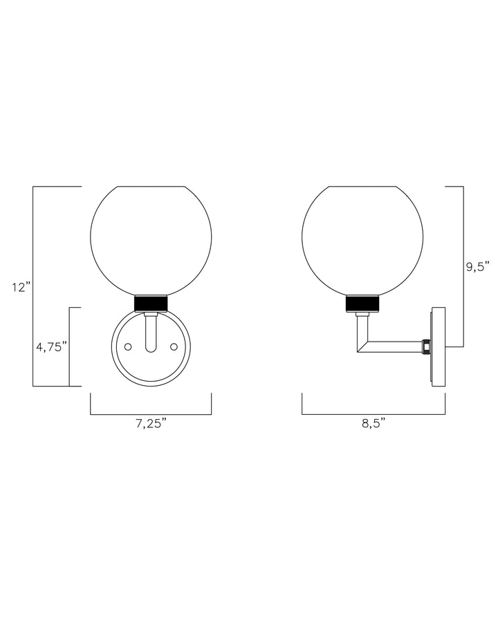 Vessel 1-Light Wall Sconce dimensions diagram