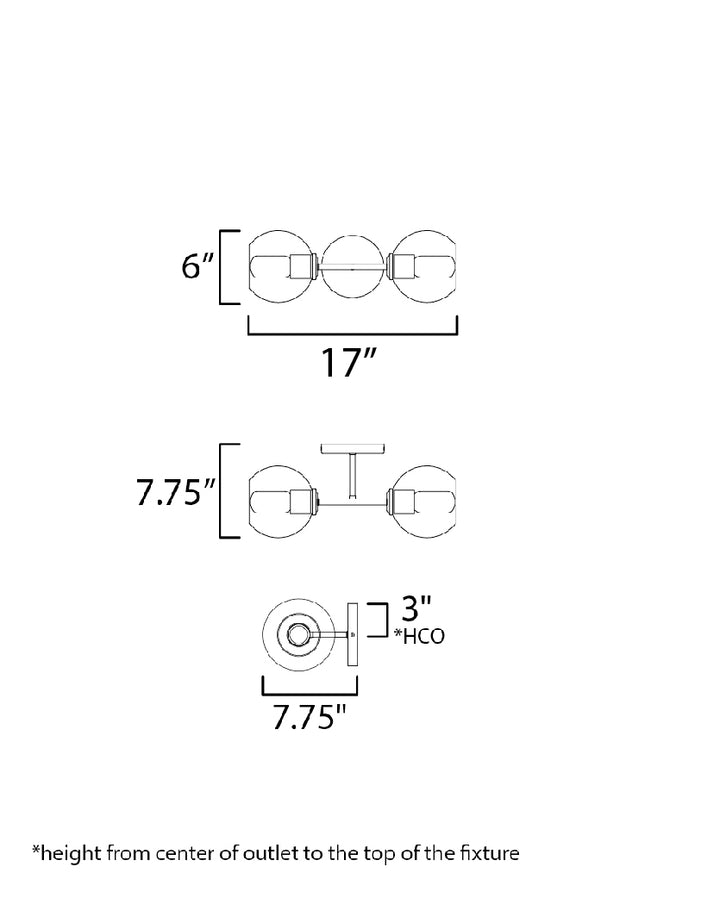 Knox 2-Light Wall Sconce dimensions diagram