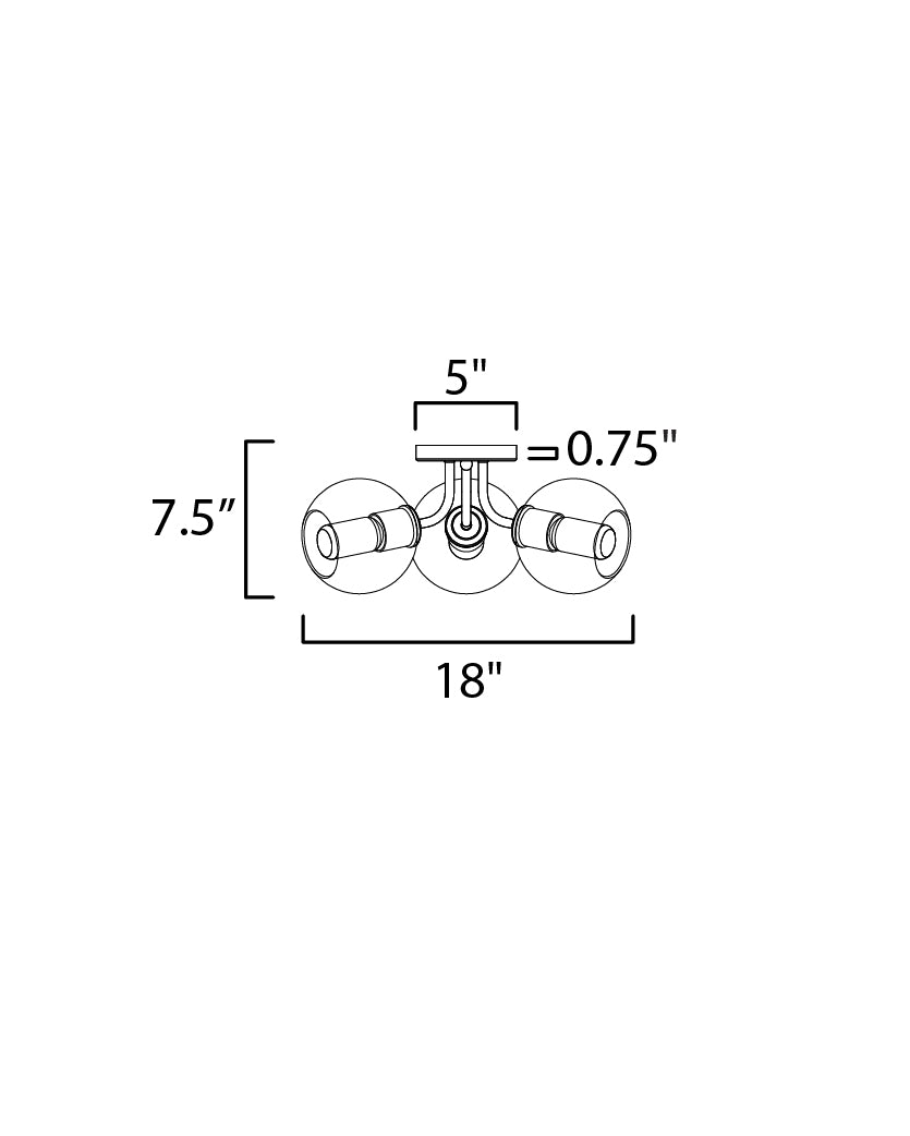 Knox 3-Light Semi-Flush Mount dimensions diagram