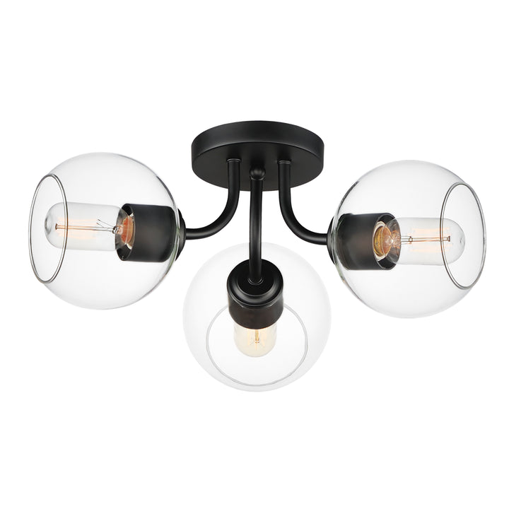 Knox 3-Light Semi-Flush Mount Black